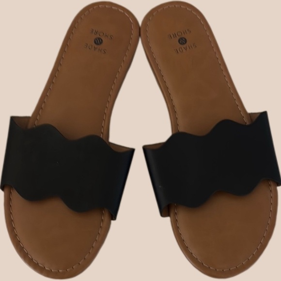 Shade & Shore Shoes - Shade & Shore Black and Brown Sandals with Textured Strap